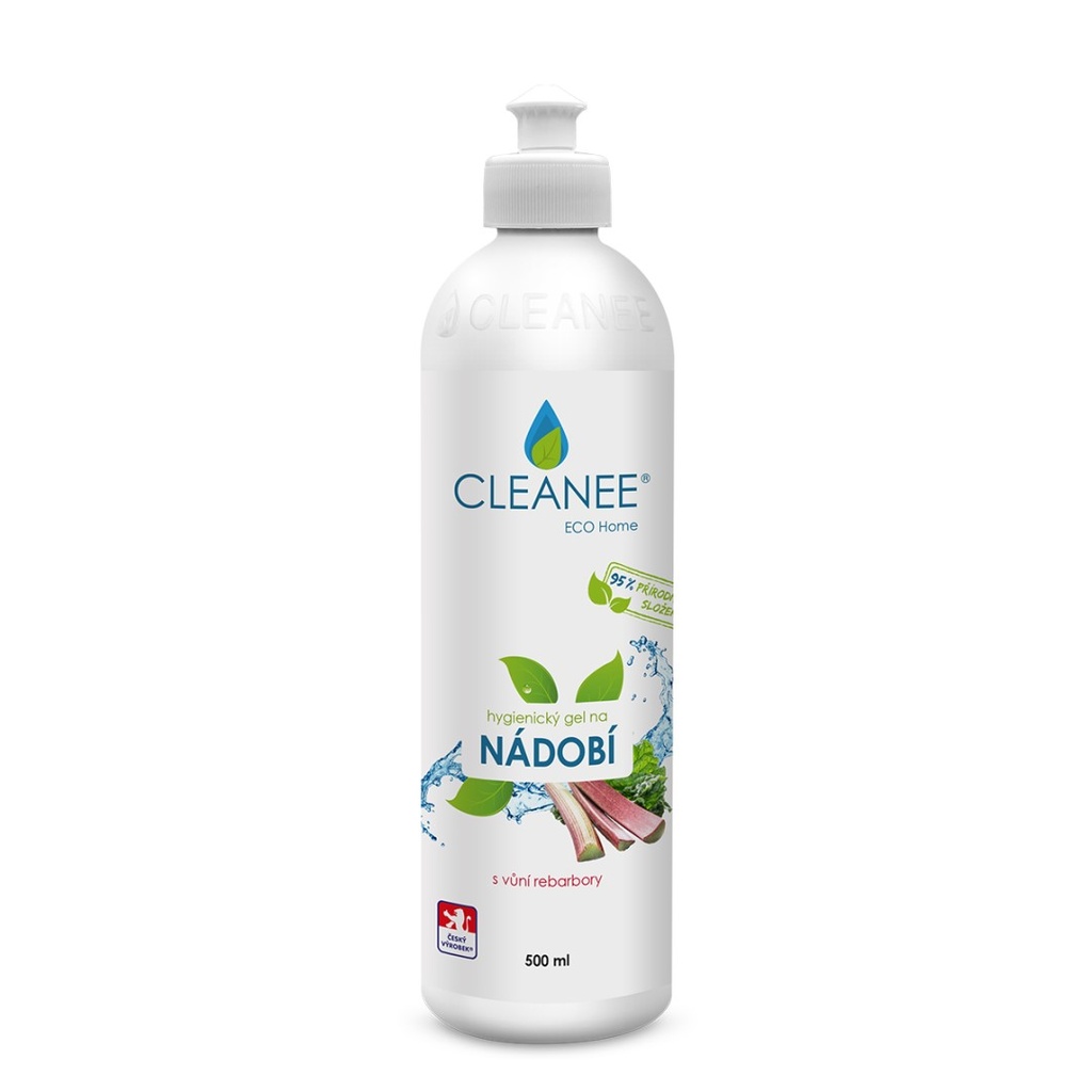 CLEANEE EKO gel na nádobí 500 ml / s vůní rebarbory